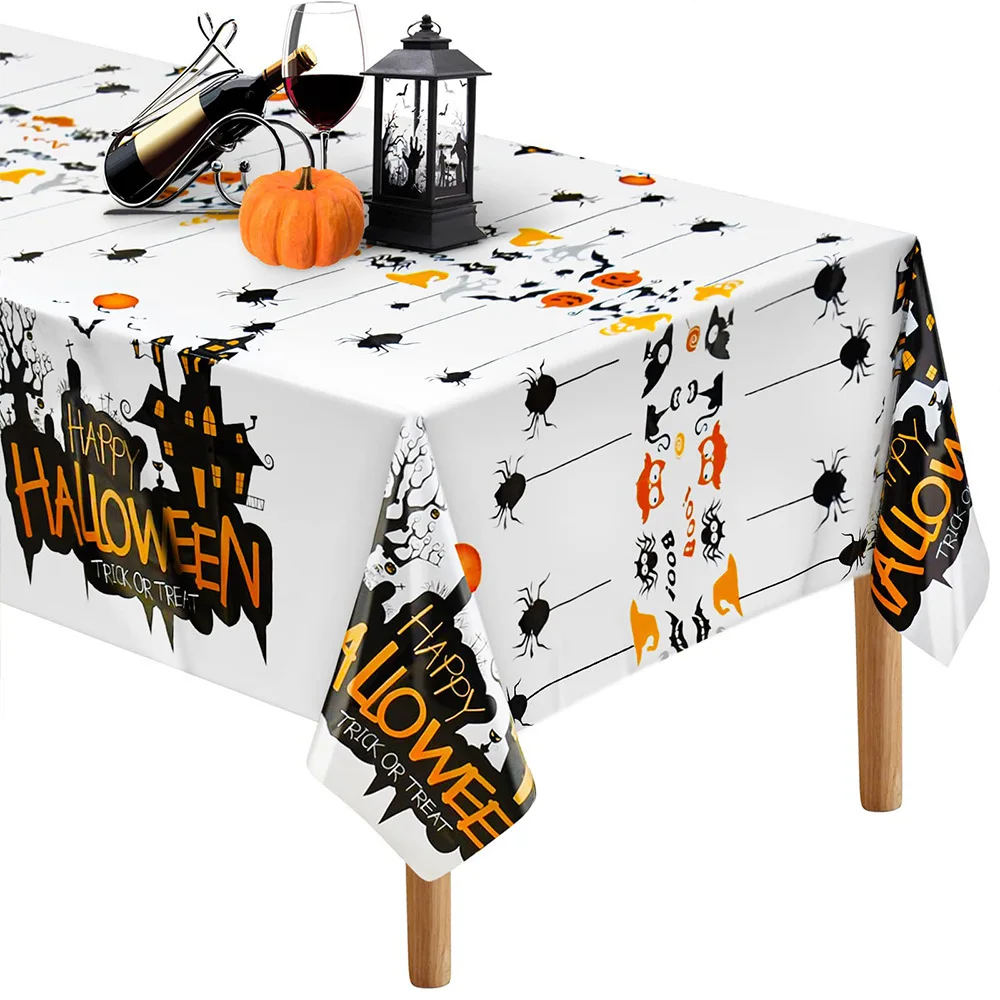 Toalha de mesa de Halloween com luzes mágicas para decoração de festa de Halloween, jantar ao ar livre, cozinha, decoração de casa 1